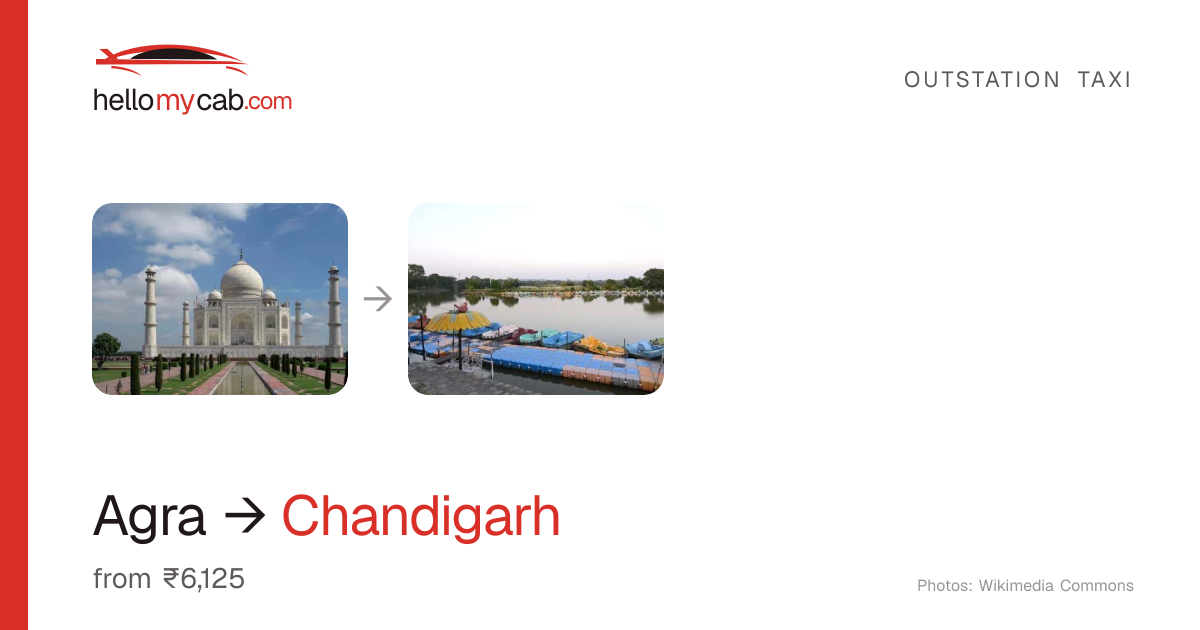Agra to Chandigarh cab — ₹6,125 one way, 538 km — Hello My Cab