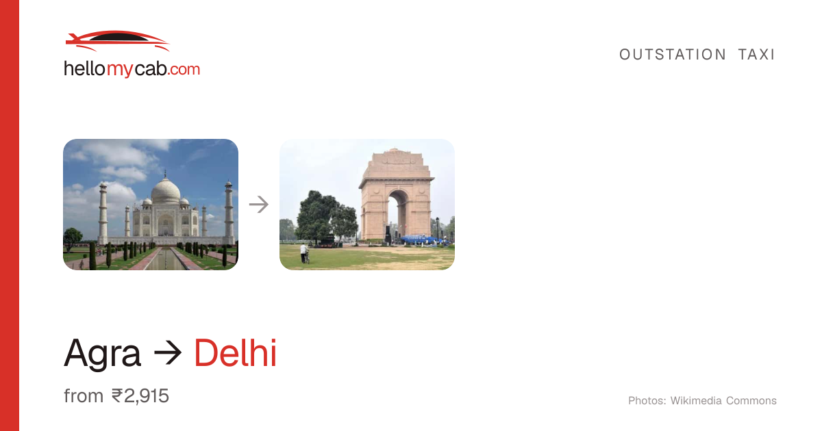 Agra to Delhi cab — ₹2,915 one way, 232 km — Hello My Cab