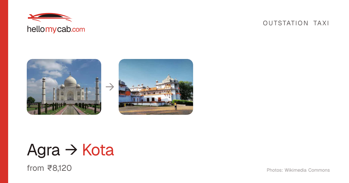 Agra to Kota cab — ₹8,120 one way, 398 km — Hello My Cab