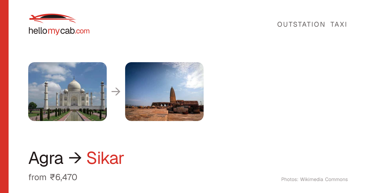 Agra to Sikar cab — ₹6,470 one way, 374 km — Hello My Cab