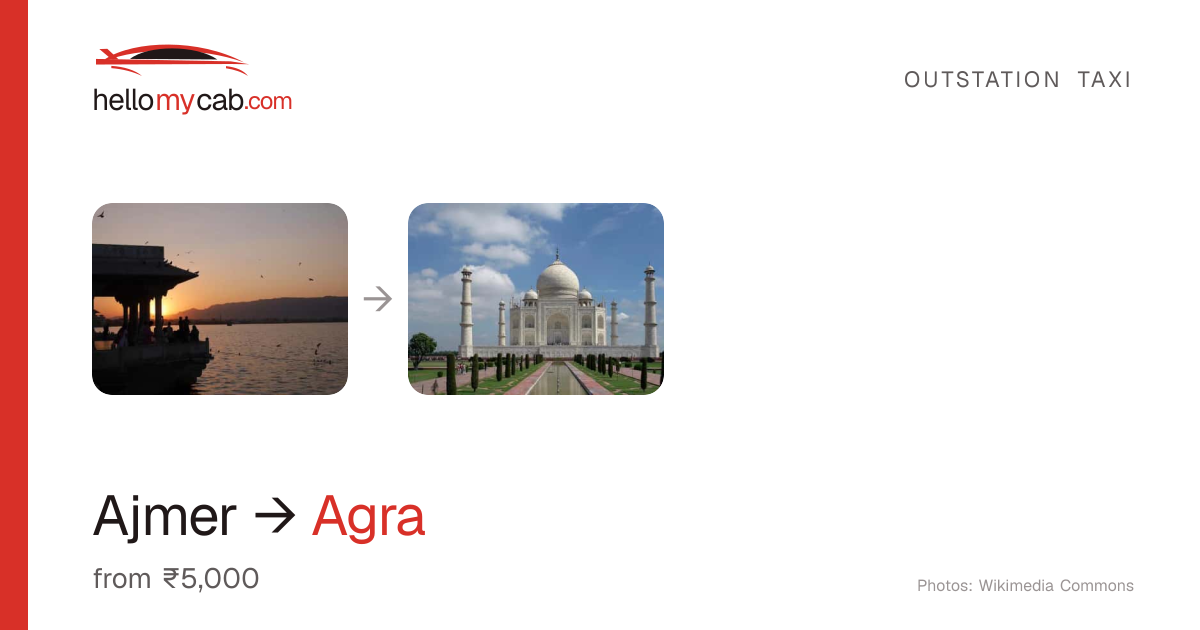 Ajmer to Agra cab — ₹5,000 one way, 448 km — Hello My Cab