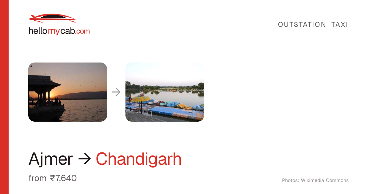 Ajmer to Chandigarh cab — ₹7,640 one way, 677 km — Hello My Cab