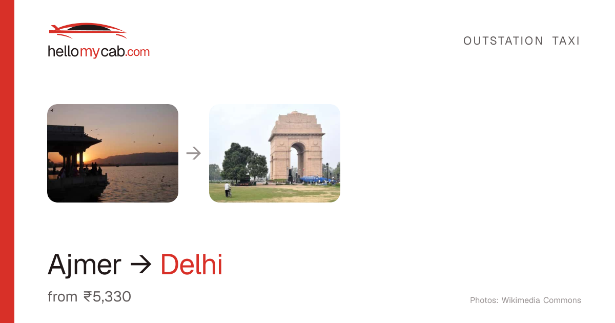 Ajmer to Delhi cab — ₹5,330 one way, 455 km — Hello My Cab