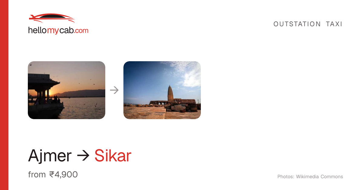Ajmer to Sikar cab — ₹4,900 one way, 180 km — Hello My Cab