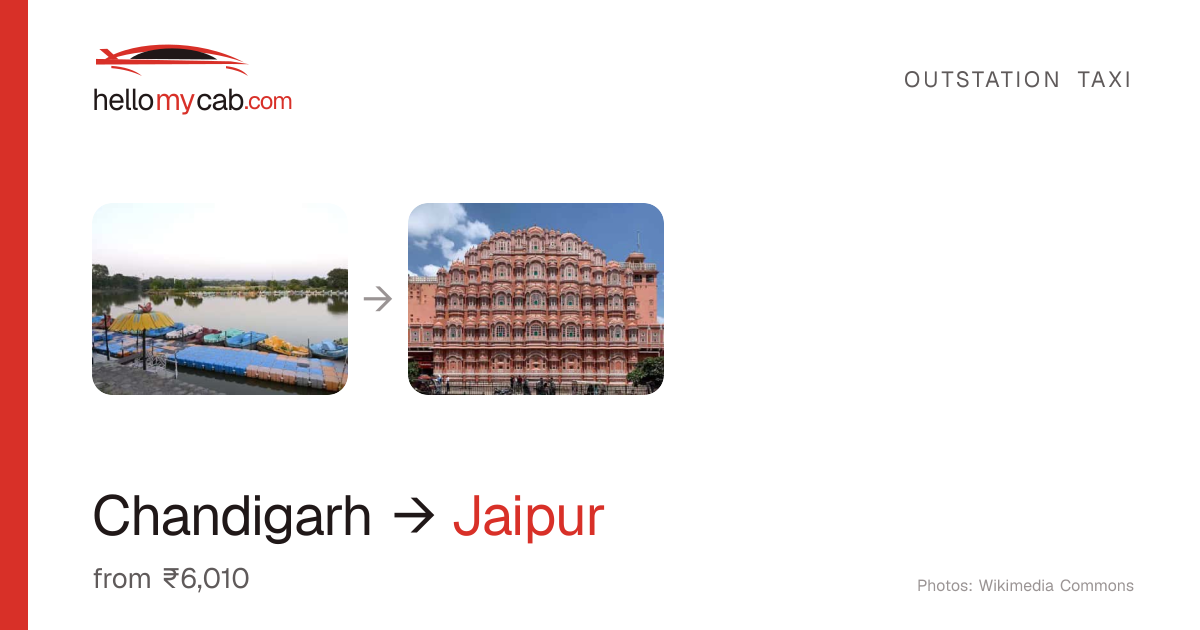Chandigarh to Jaipur cab — ₹6,010 one way, 567 km — Hello My Cab