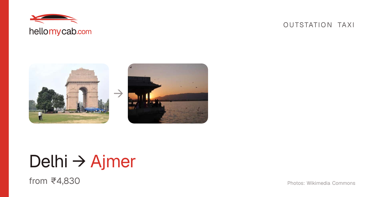 Delhi to Ajmer cab — ₹4,830 one way, 455 km — Hello My Cab