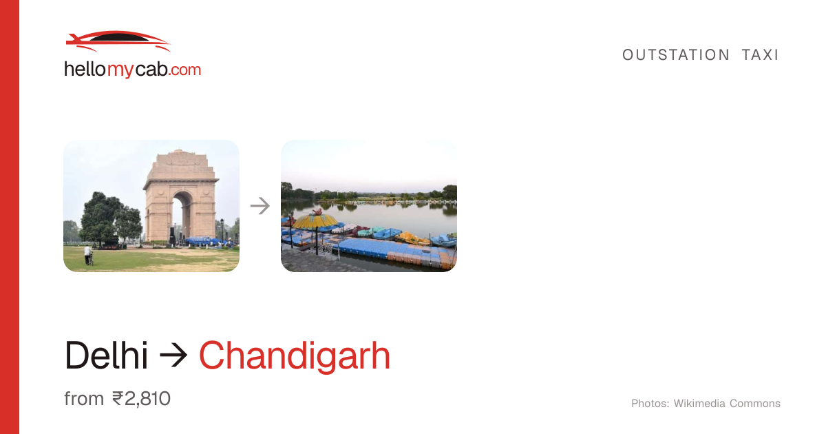 Delhi to Chandigarh cab — ₹2,810 one way, 312 km — Hello My Cab