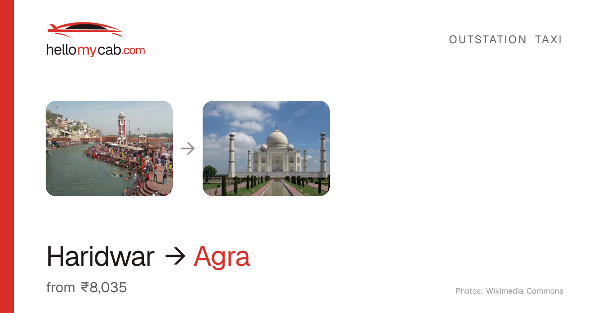 Haridwar to Agra cab — ₹8,035 one way, 401 km — Hello My Cab