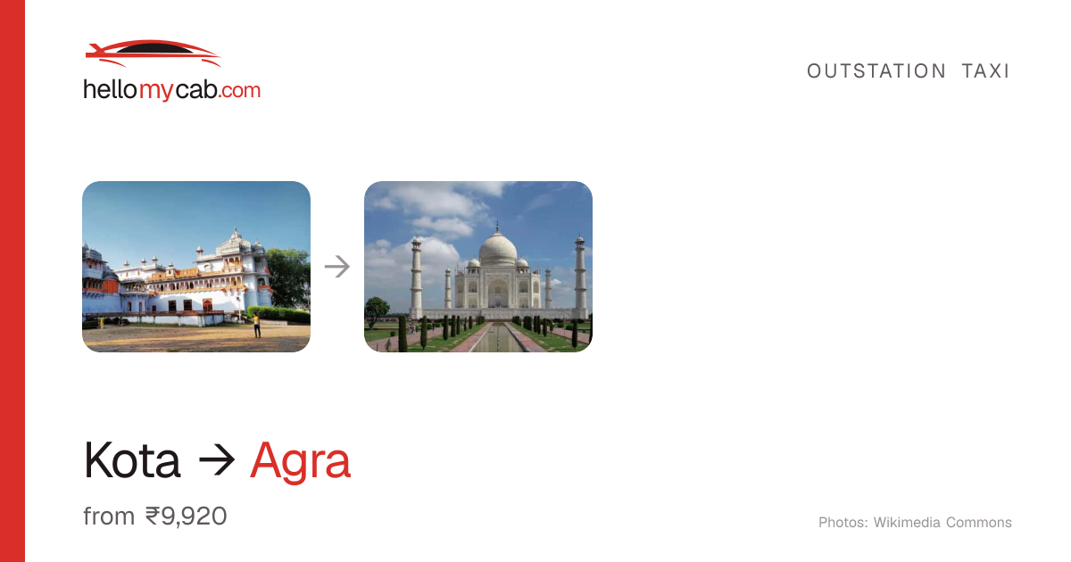 Kota to Agra cab — ₹9,920 one way, 398 km — Hello My Cab