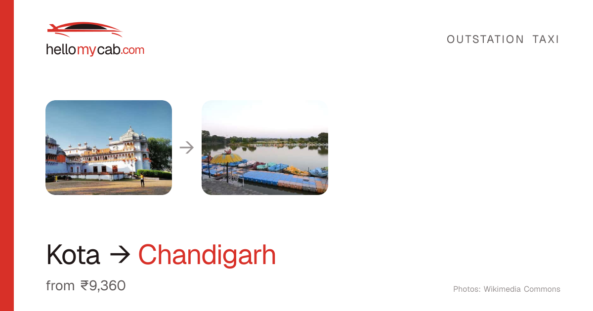 Kota to Chandigarh cab — ₹9,360 one way, 807 km — Hello My Cab