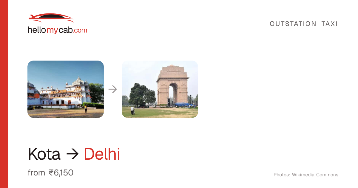 Kota to Delhi cab — ₹6,150 one way, 522 km — Hello My Cab