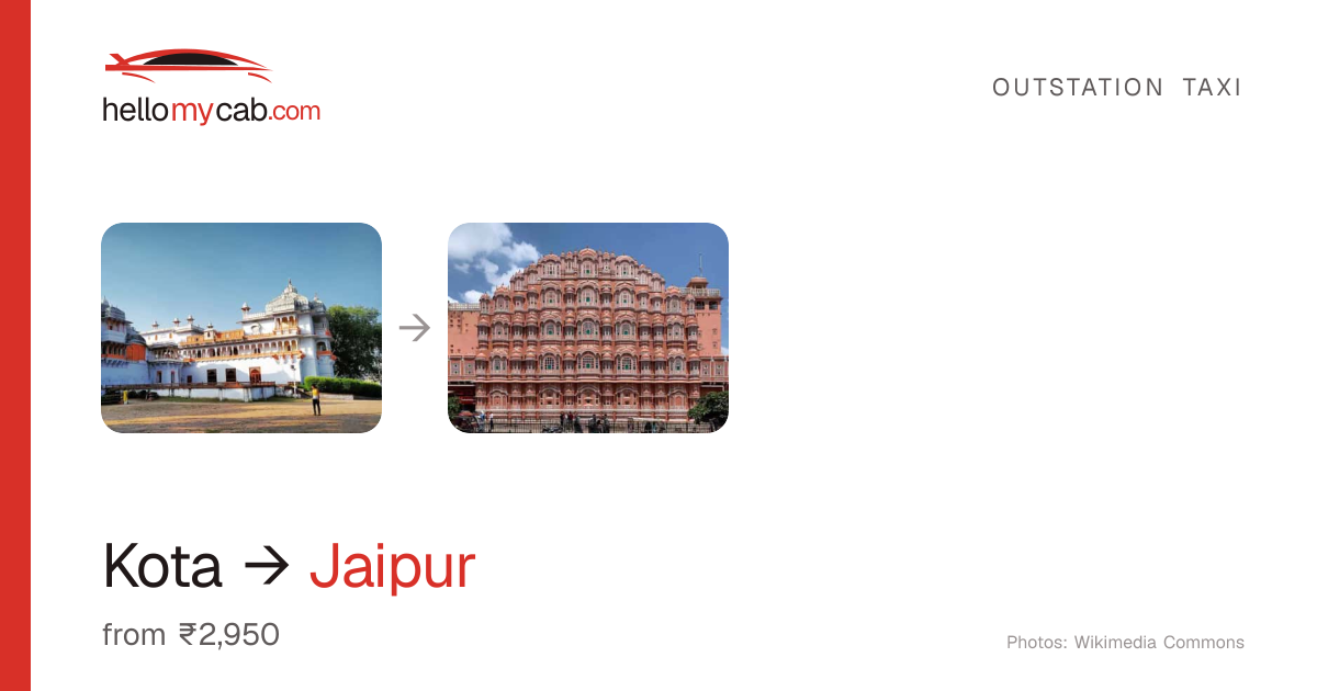 Kota to Jaipur cab — ₹2,950 one way, 246 km — Hello My Cab