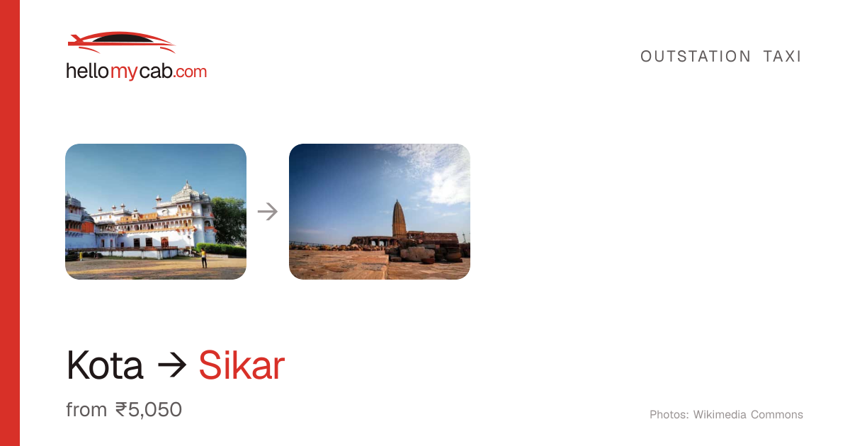 Kota to Sikar cab — ₹5,050 one way, 359 km — Hello My Cab