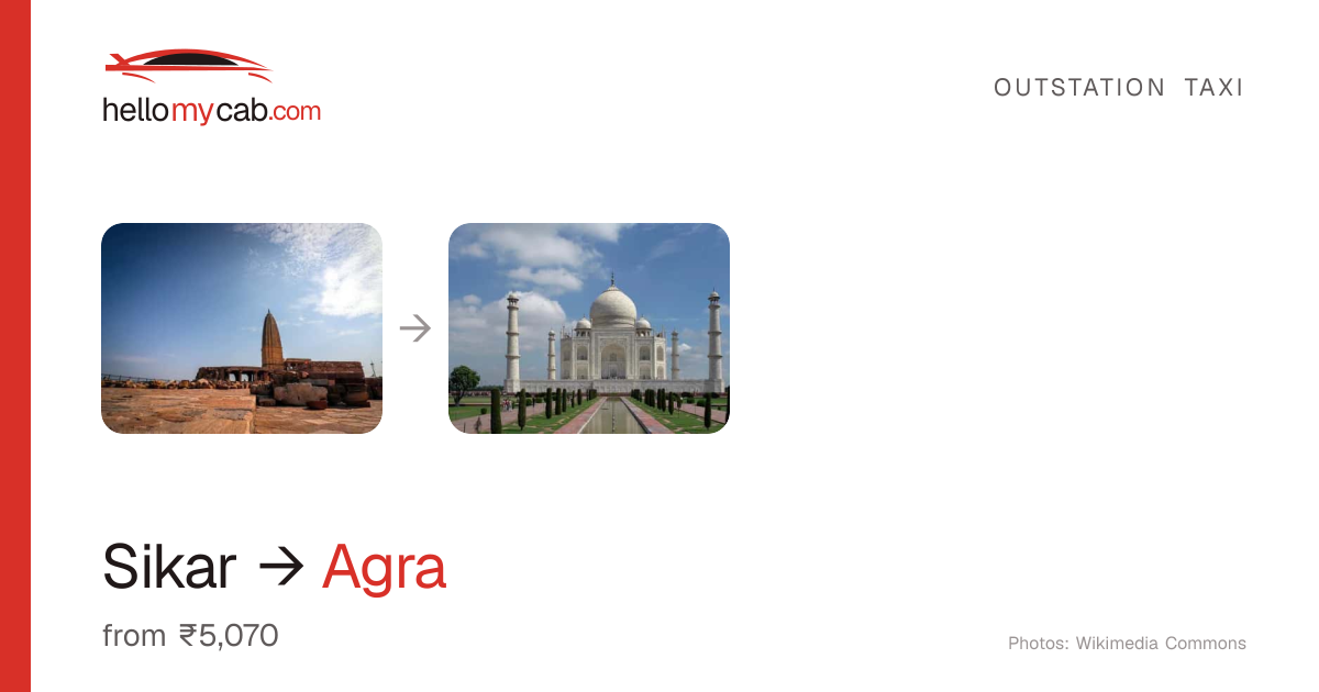 Sikar to Agra cab — ₹5,070 one way, 374 km — Hello My Cab