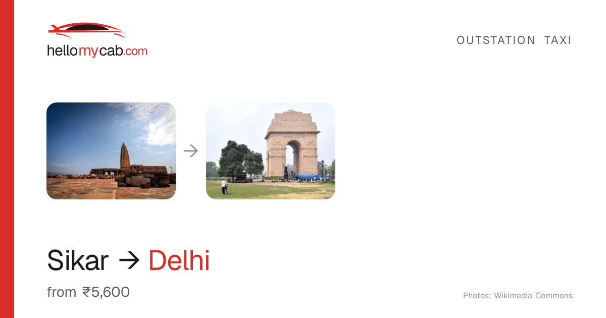 Sikar to Delhi cab — ₹5,600 one way, 302 km — Hello My Cab